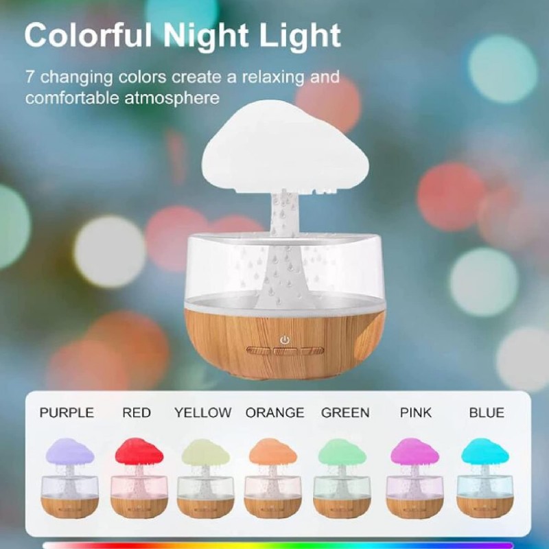 TOPINCN Zen Raining Cloud Veilleuse Aromathérapie Diffuseur D'huiles Essentielles Micro Humidificateur Fontaine de Bureau Chevet