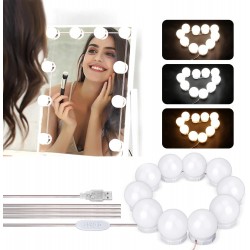 Winzwon Lumière de Miroir,Led lumiere coiffeuse,10 Ampoules Hollywood de Lumière LED Dimmable Lampe pour Miroir Cosmétique Salle
