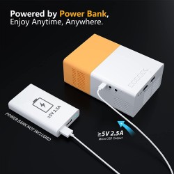 Mini Projecteur Portable - LED Vidéoprojecteur 1080P Full HD Compatible avec Power Bank, Smartphone/Tablette, PS4, Firestick,