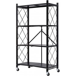 4-Tier Storage Shelves with Foldable Metal Shelving Units Storage Racks, No Assembly Required Movable Storage Shelf Heavy Duty