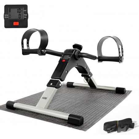 AGM Mini Vélo d'Appartement, Pédalier Pliable Pratique Léger Facile à Utiliser Ranger Pédaler Résistance Réglable écran LCD