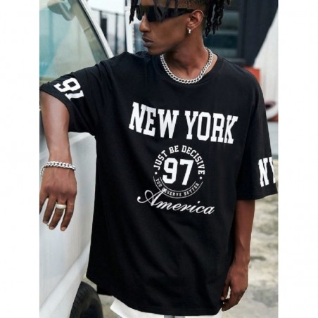 T shirt New YORK Noir avec un design modern Oversize et style unique XL