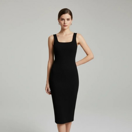 Robe Midi Noire Élégante